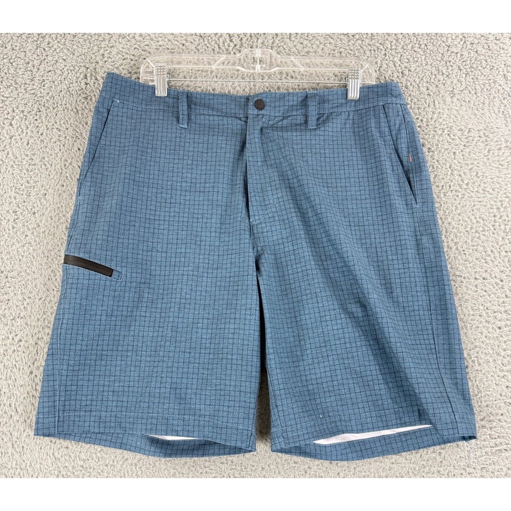 Quiksilver Waterman Collection‎ Hybrid Shorts Mens 33 Blue Grid Amphibian Beach
